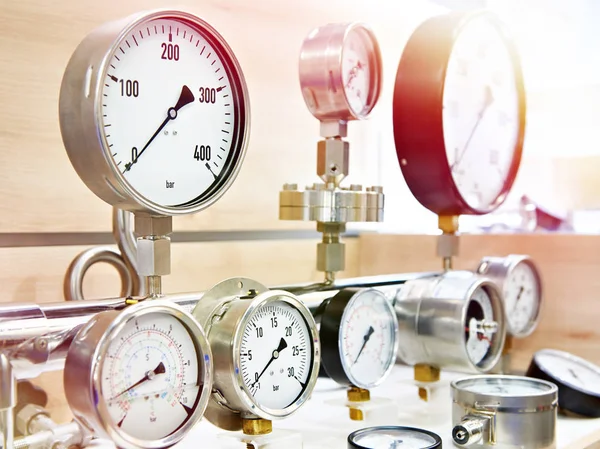 Industrial Installation Manometers — Stock Photo, Image