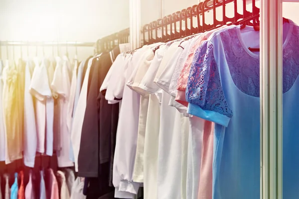 Women Blouses Shirts Hanger Store — Stock Photo, Image