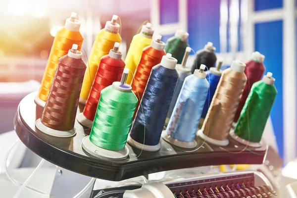 Bobbins Colored Thread Industrial Textile Machines — Stock Photo, Image