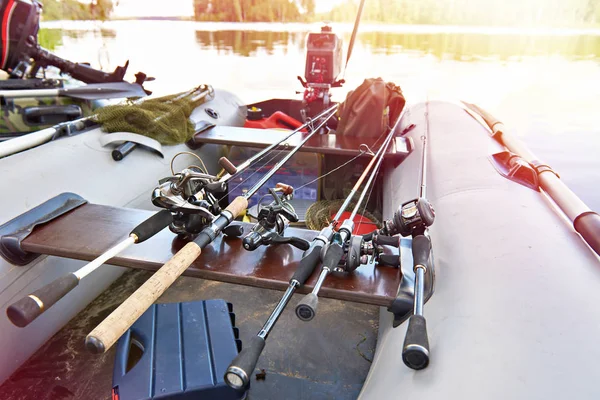 Fishing Rods Spinning Reels Boat — Stock Photo, Image