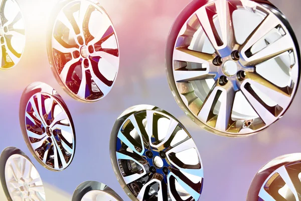 Metal Disc Wheel Car Exhibition — Stock Photo, Image