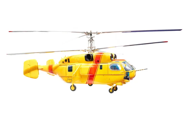 Gelber Helikopter Isoliert Auf Weiß — Stockfoto