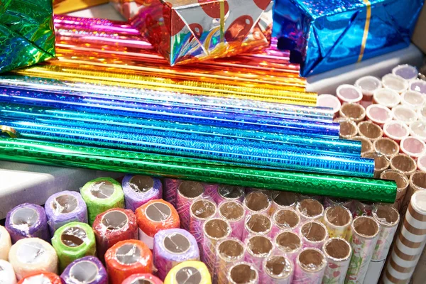 Color Wrapping Paper Gift Store — Stock Photo, Image