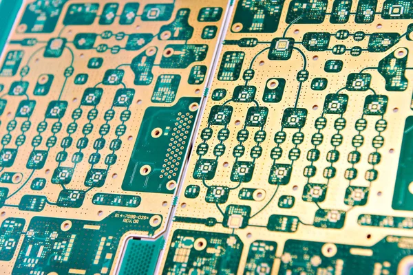 Uitvoeren Van Elektronische Circuit Bord Closeup — Stockfoto