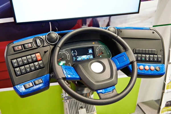 Simulator Stuurwiel Dashboard Paneel Van Elektrische Bus — Stockfoto