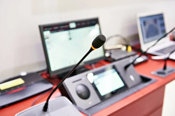 Microphone Digital Conference System Business Meeting — Stock Photo, Image