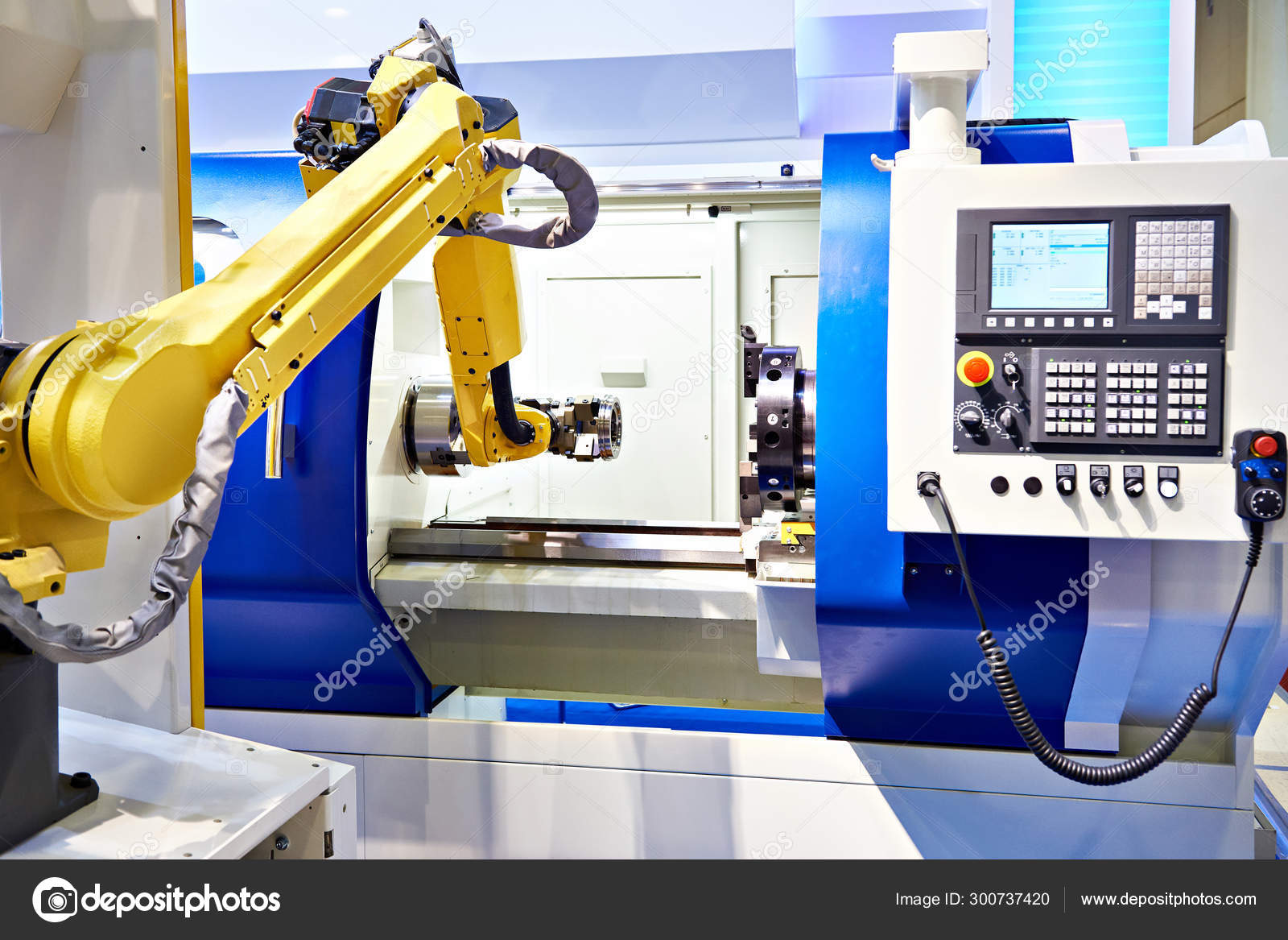 Cnc Mill Ob7 Cobot Robotic Arm And Cnc Lathe — Stock Photo