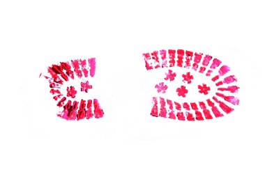 Beyaz arkaplanda izole edilmiş ayakkabı ayak izleri