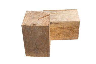 Beyaz arka plan üzerinde izole ahşap kiriş