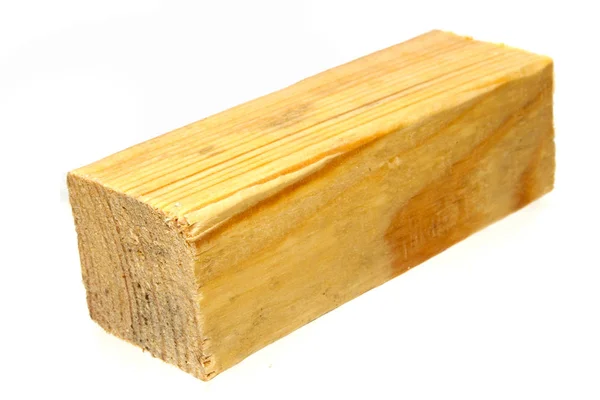 Viga de madeira isolada sobre fundo branco — Fotografia de Stock