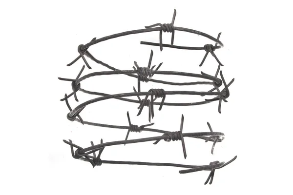 Dikenli tel beyaz arkaplanda izole edildi