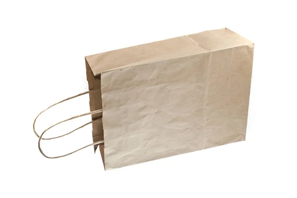 Saco de papel isolado no fundo branco — Fotografia de Stock