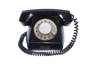 Beyaz arkaplanda eski telefon izole edildi