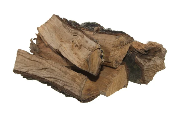 Brandhout geïsoleerd op witte achtergrond — Stockfoto