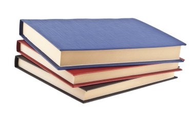 Beyaz arkaplanda izole edilmiş kitaplar