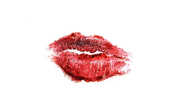 Prints of lips isolated on white background — ストック写真