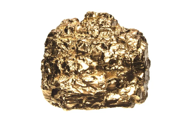 Pedra dourada isolada sobre fundo branco — Fotografia de Stock