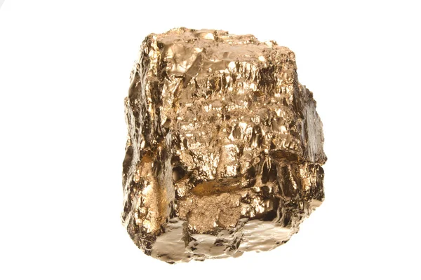 Pedra dourada isolada sobre fundo branco — Fotografia de Stock