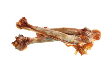 Beyaz arka planda izole edilmiş tavuk kemikleri