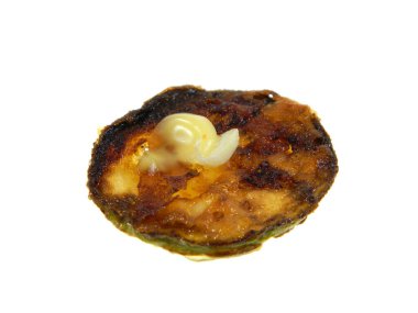                                Kızarmış kabak beyaz arka planda izole edilmiş.