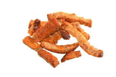 beyaz arkaplanda izole edilmiş kuru ekmek