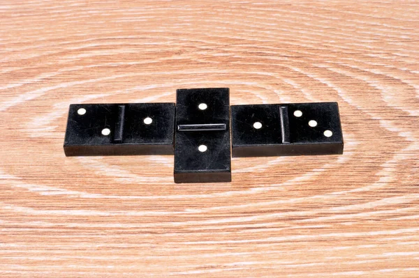 Přehrávání Domino Dřevěném Pozadí — Stock fotografie