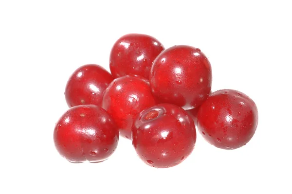Red Cherry Diisolasi Latar Belakang Putih — Stok Foto