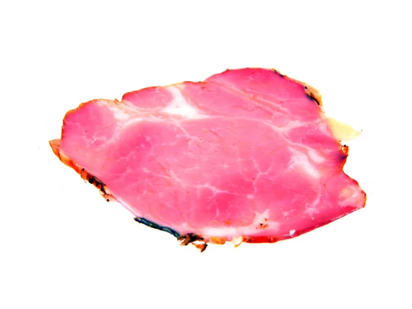 Carne Affumicata Isolata Fondo Bianco — Foto Stock