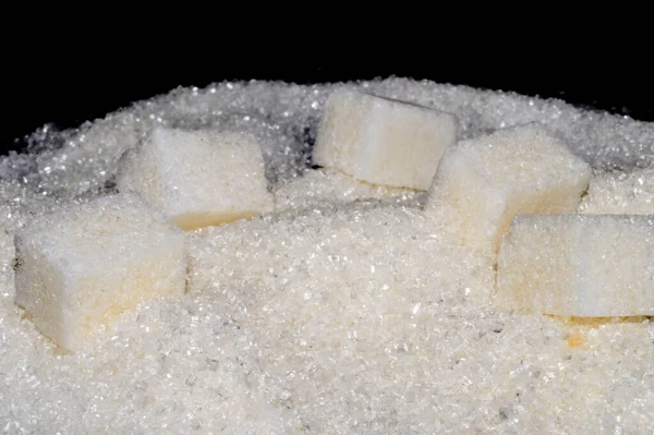 Socker Isolerad Svart Bakgrund — Stockfoto