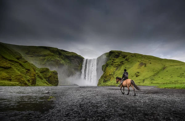 Skogafoss Waterfall Iceland Summer — Stock Photo, Image