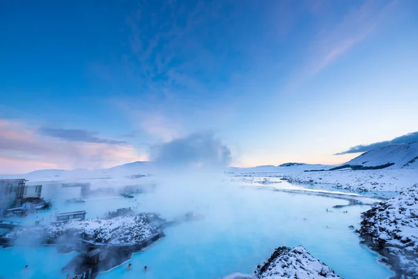 Vackert Landskap Och Solnedgång Nära Blå Lagunen Varma Våren Spa — Stockfoto