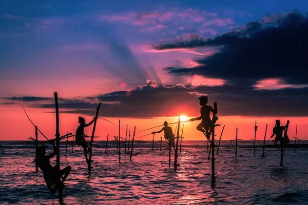 Tradizionale Pescatore Trampolino Sri Lanka — Foto Stock