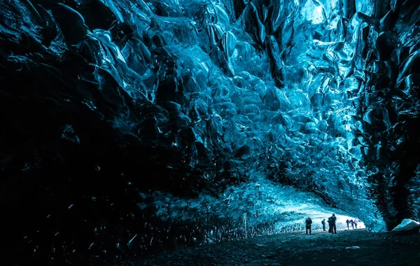 Tiro Panorâmico Caverna Geleira Ártica Dentro — Fotografia de Stock