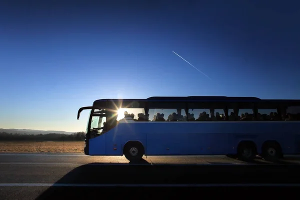 Вантажний Транспорт Дорозі Заході Сонця — стокове фото