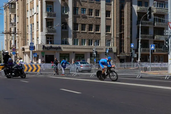 Mińsk, Białoruś-25 czerwca 2019: cyklista z Czech bierze udział w zawodach Men Split Start Individual Race na 2. wydarzenie europejskie 25 czerwca, 2019 w Mińsku, Białoruś — Zdjęcie stockowe