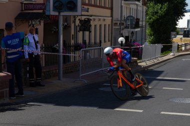 Minsk, Beyaz Rusya - 25 Haziran 2019: Hırvatistan'dan Bisikletçi Barac, 25 Haziran 2019'da Minsk, Beyaz Rusya'da düzenlenen 2.