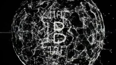 bitcoin blockchain veya blok zinciri teknoloji incelemesi. Kripto para biriminin bitcoins dijital alanda hovers. Büyük dijital zengin gösterilen arka plan. Dijital güç ve lockchain kavramı veya