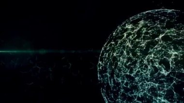 Küresel Blockchain ağ dijital siber. Mali veya sosyal arka plan animasyon 4k closeup sağa kayar