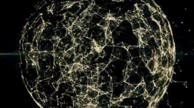 Dijital dünya ağı uzaklaştırır ve bağlanma ve dünya etrafında noktalı döner. Mali veya sosyal arka plan animasyon 4k portre