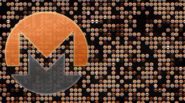 Animasyon arka plan dijital siber Monero Xmr dijital para birimi sembolü.