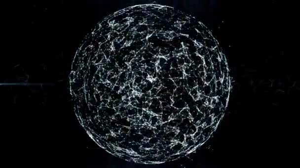 Esfera, globo e espaço na forma de um plexo. Fundo geométrico abstrato com linhas móveis, pontos e triângulos. Plexo fantasia tecnologia abstrata. Animações em loop Resumo financeiro ou social — Vídeo de Stock
