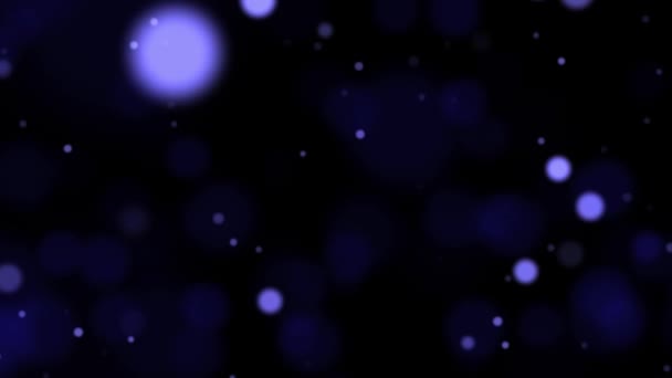 Abstrato fundo partículas azul bokeh luzes cintilar e brilhar piscar em um fundo escuro — Vídeo de Stock