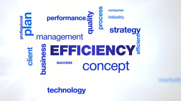 Conceito de eficiência gestão de negócios estratégia de qualidade desempenho tecnológico sucesso profissional eficiente animação nuvem de palavras fundo em uhd 4k 3840 2160 — Vídeo de Stock