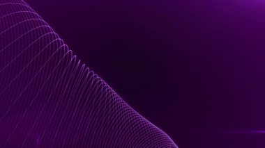 Dalgalanan şeritler üzerinde dijital dalga parçacıkları olan soyut bir arkaplan. Youtube girişi için kusursuz döngü canlandırması veya başlık, logo veya arkaplan 4K Ultra puanı için boşluk ile sol tarafta bulunması