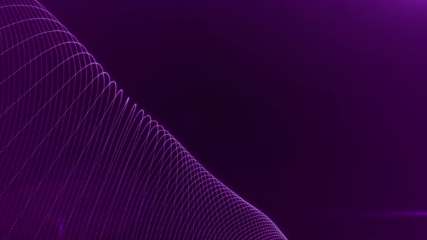 Fondo abstracto con partículas de ondas digitales en rayas ondulantes. Animación de loopgood sin costura para youtube intro o outro en el lado izquierdo con espacio para el título, logotipo o fondo de puntuación 4K Ultra — Vídeo de stock