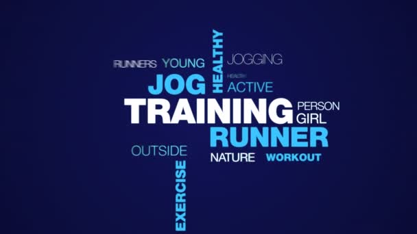 entraînement coureur jogging santé jogger style de vie ajustement fitness sport exercice femelle animé mot nuage fond dans uhd 4k 3840 2160 .