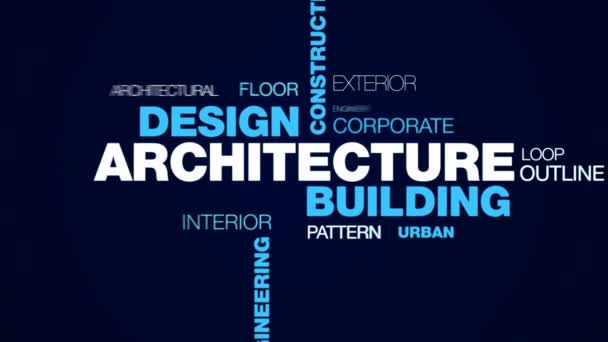 architecture bâtiment conception construction structure technologie plan directeur entreprise ville ingénierie concept animé mot nuage fond dans uhd 4k 3840 2160 .