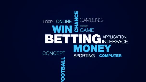 Betting money win chance sport competition gamble bet luck football winner animated word cloud background in uhd 4k 3840 2160. — Stock Video