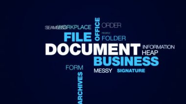 belge iş dosyası office ekonomi bürokrasi organizasyon evrak mektubu arşiv animasyon sözleşme kelime bulutu arka planda uhd 4k 3840 2160.