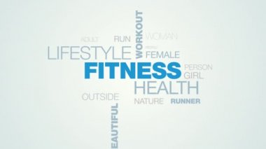 Fitness Sağlık yaşam tarzı egzersiz çalışan aktivite spor eğitim sağlık güzel açık animasyonlu kelime bulutu arka plan uhd 4k 3840 2160.